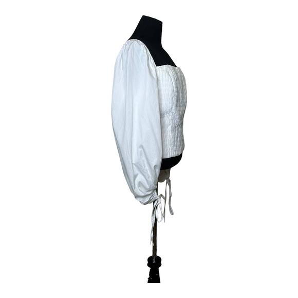 Federica Tosi white puff long sleeves peasant blouse size 46 - Large - Picture 12 of 15
